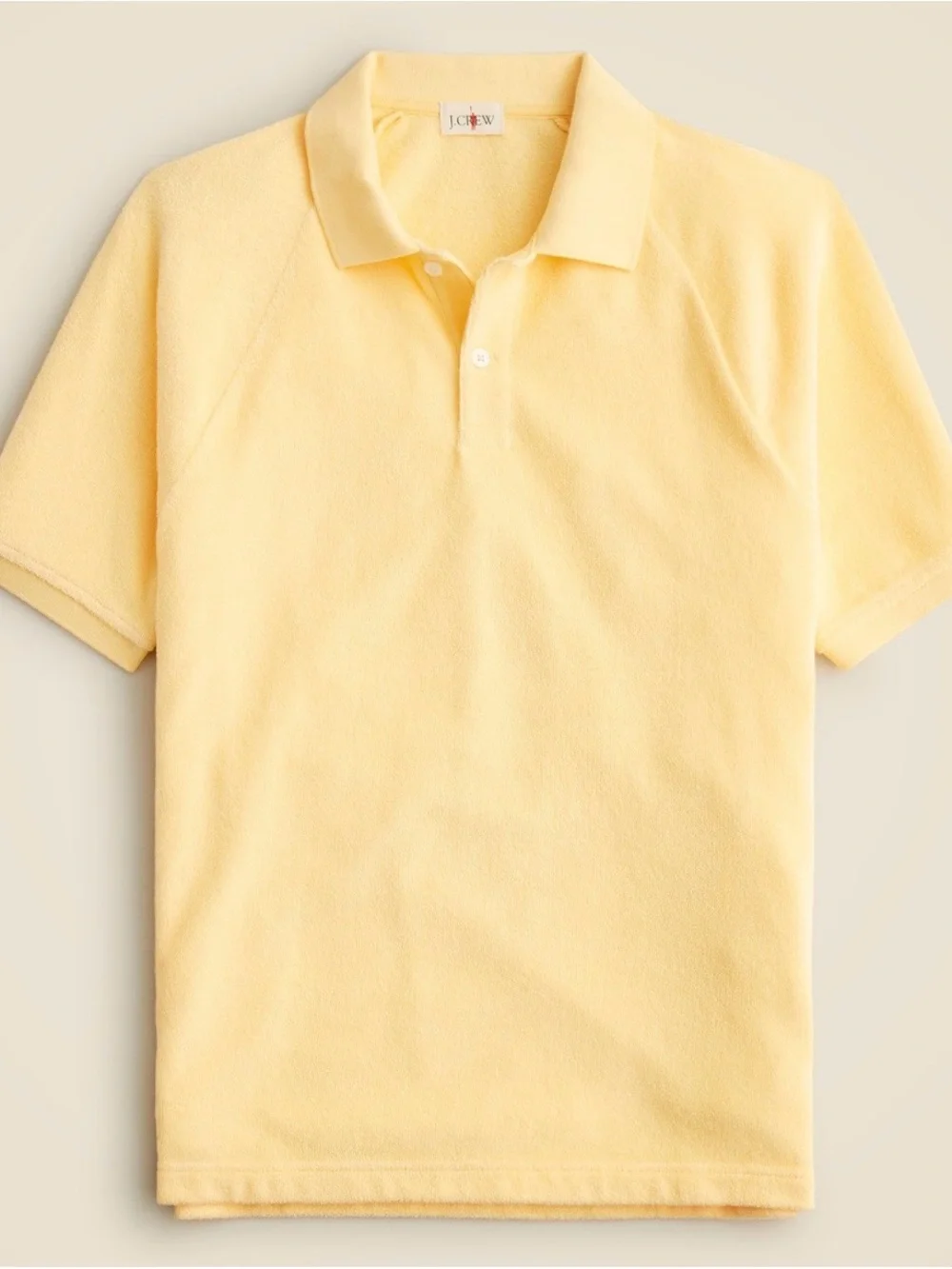 J. Crew Men's Banana Yellow Terry Polo Shirt
